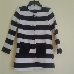 Dress by Qiaomeng Back & White Striped Jacket